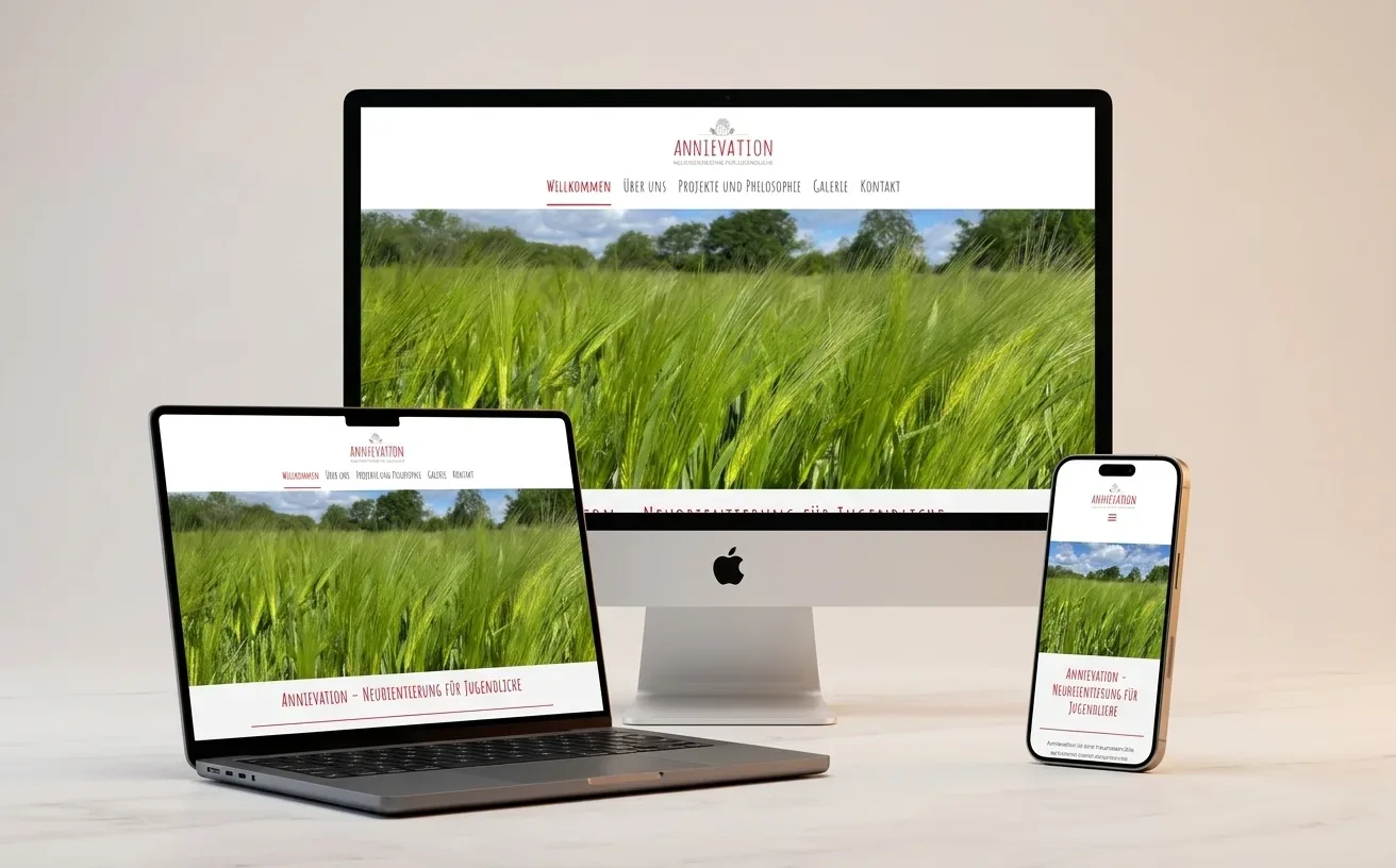 Annievation Website auf iMac, MacBook und iPhone