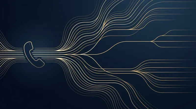 Abstrakte Schallwellen-Geometrie in Gold vor dunkelblauem Hintergrund